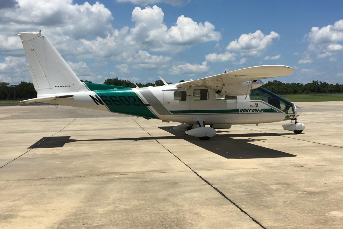 Fixed-wing aircraft flown for bird nesting surveys on a runway in gulf of mexico.  image USFWS